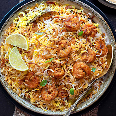 "Prawns Biryani (Boneless) (Bay Leaf Restaurant) - Click here to View more details about this Product